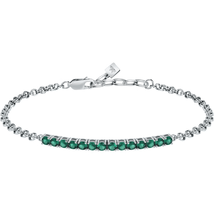 Morellato TENNIS bracelet for men silver , Green Zircon