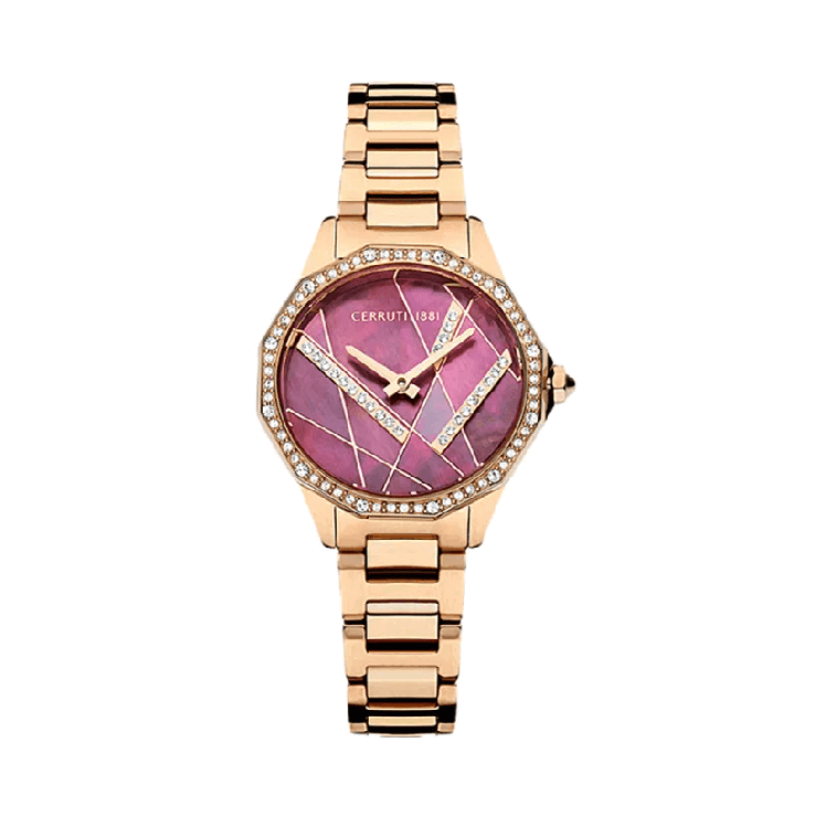 Cerruti 1881 JESINA watch for women steel rose gold , Burgundy