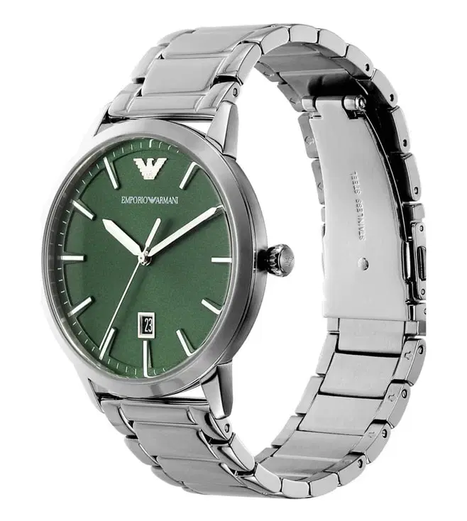 Emporio Armani Green Dial Stainless Steel Watch