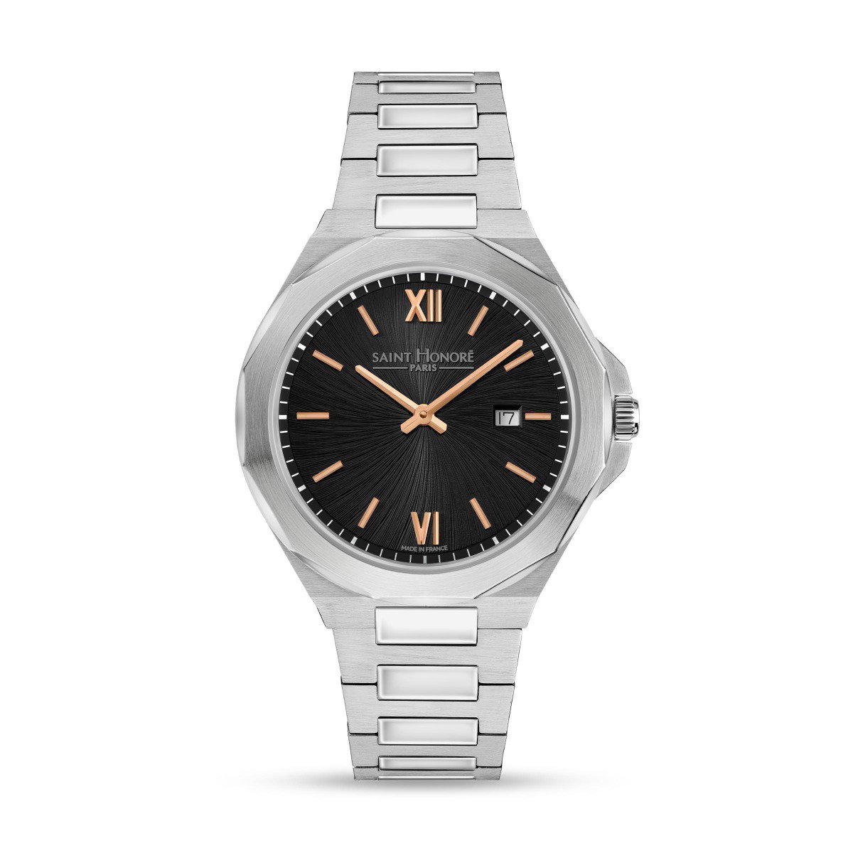 Saint Honore Men's Stainless Steel Watch with Black Dial 