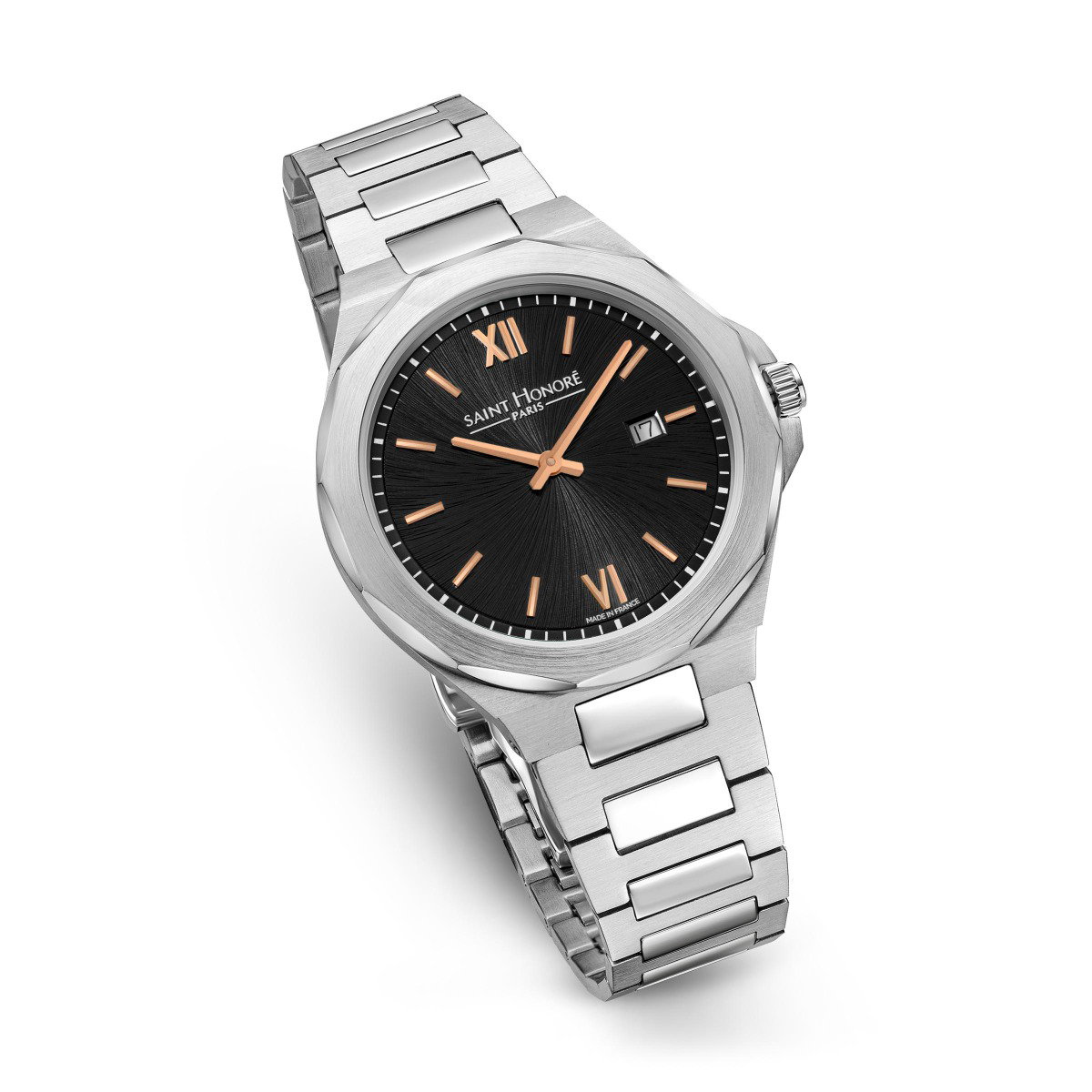 Saint Honore Men's Stainless Steel Watch with Black Dial 