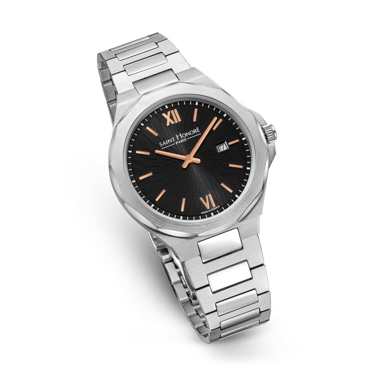 Saint Honore Men's Stainless Steel Watch with Black Dial 