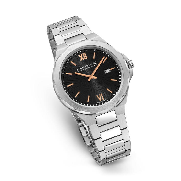 Saint Honore Men's Stainless Steel Watch with Black Dial 