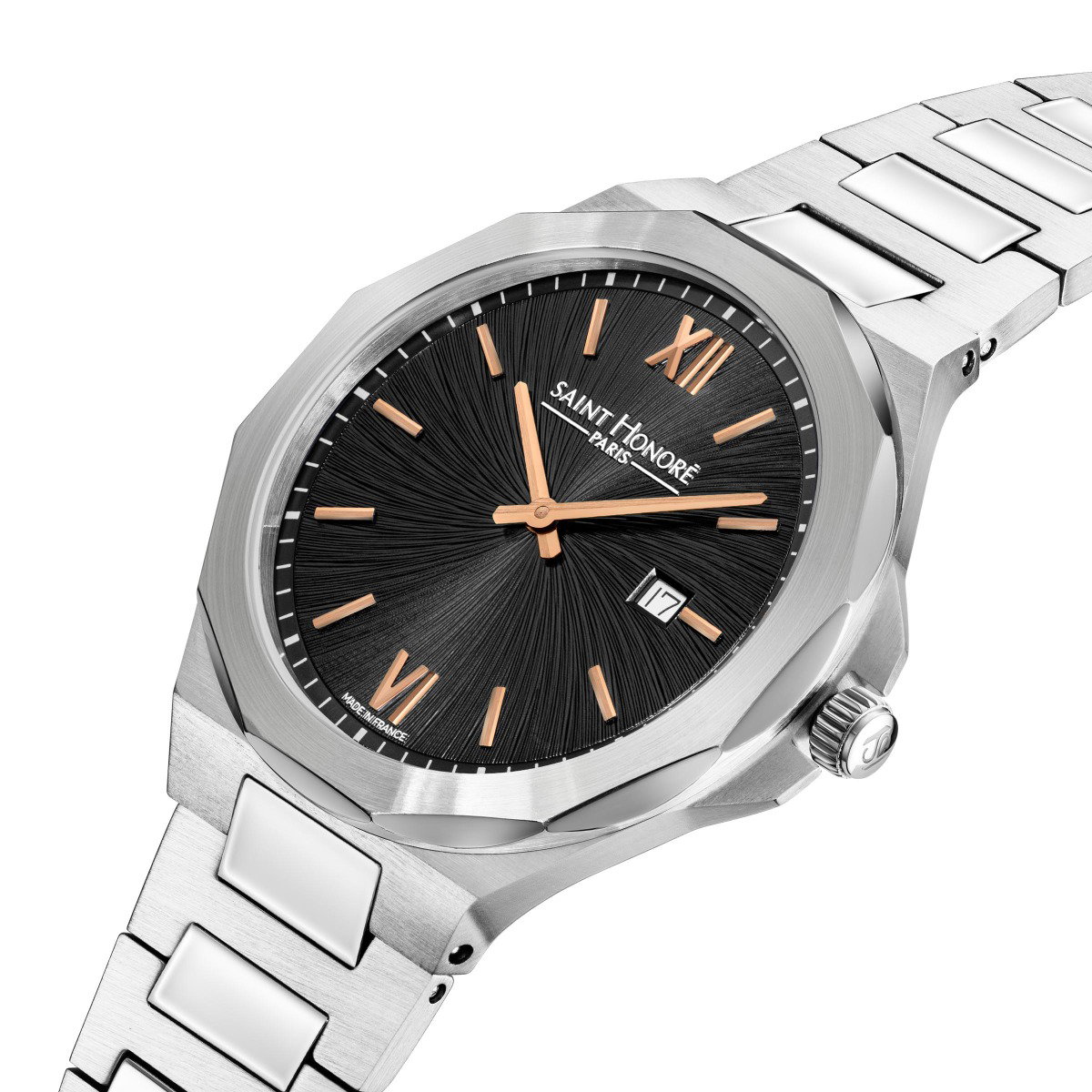 Saint Honore Men's Stainless Steel Watch with Black Dial 