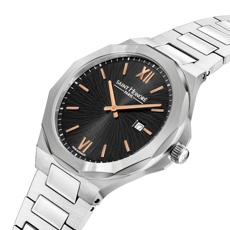 Saint Honore Men's Stainless Steel Watch with Black Dial 