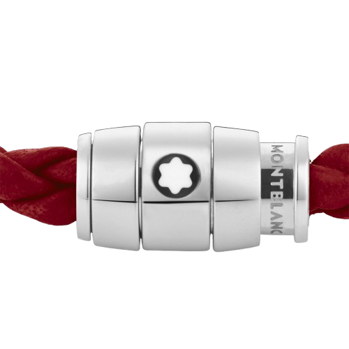 Montblanc Meisterstuck Red Leather Bracelet - Steel Rings