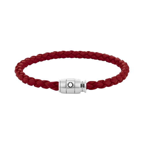 Montblanc Meisterstuck Red Leather Bracelet - Steel Rings