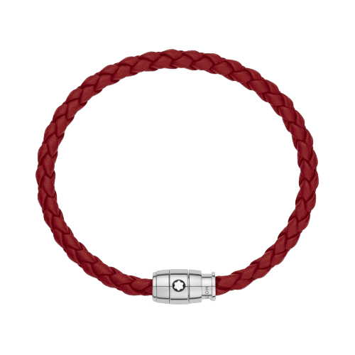 Montblanc Meisterstuck Red Leather Bracelet - Steel Rings
