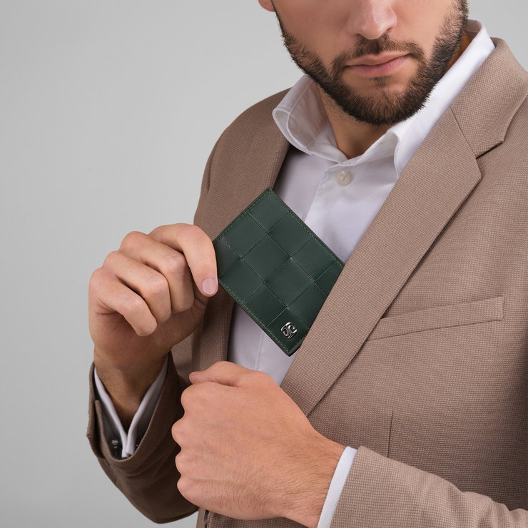 Saint Honore men card holder 4cc with green leather