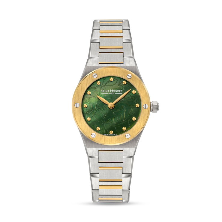 Saint Honore Ladies watch with Green Dial - Steel Gold