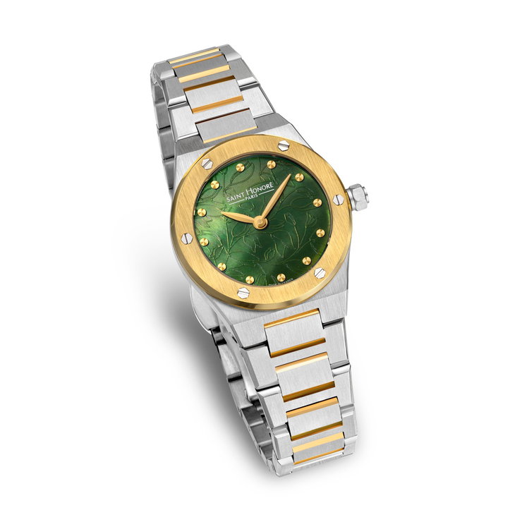 Saint Honore Ladies watch with Green Dial - Steel Gold