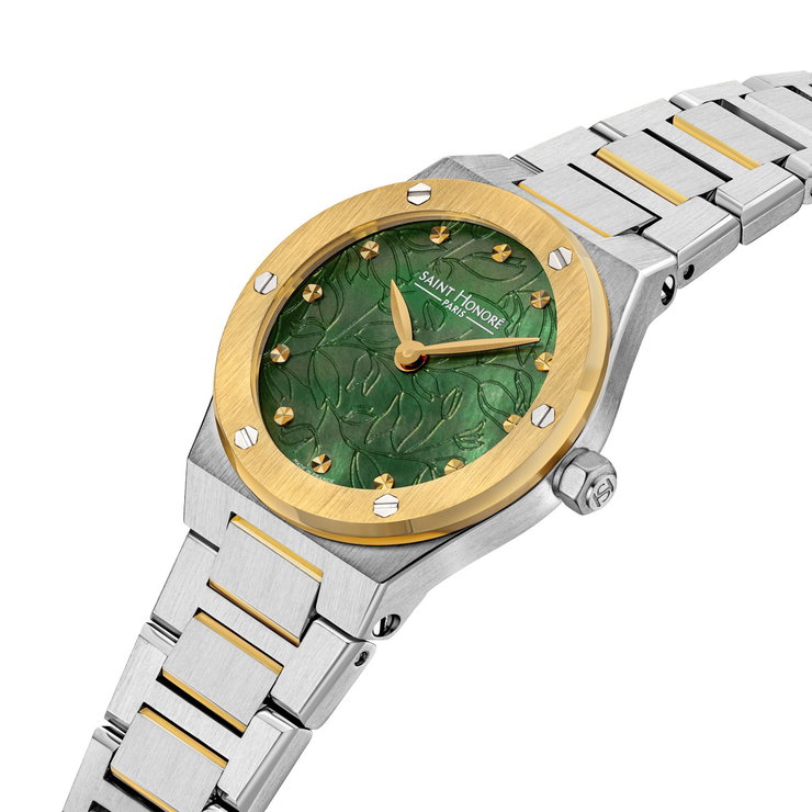 Saint Honore Ladies watch with Green Dial - Steel Gold