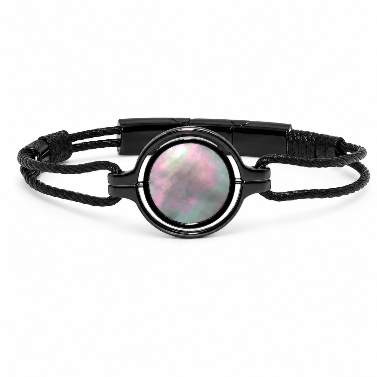Cerruti 1881 gent bracelet black leather with Pearl