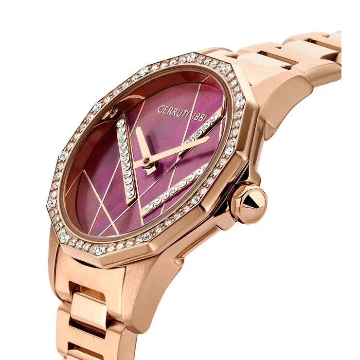 Cerruti 1881 JESINA watch for women steel rose gold , Burgundy