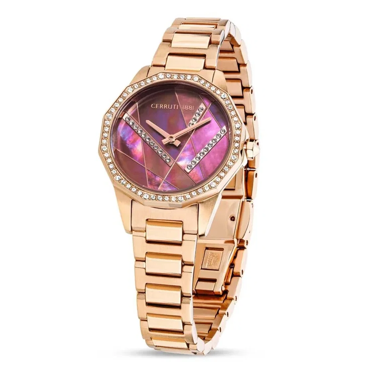 Cerruti 1881 JESINA watch for women steel rose gold , Burgundy