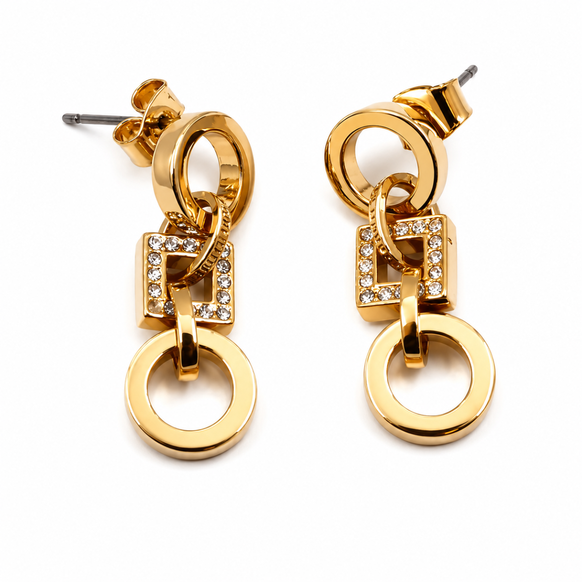 Cerruti 1881 Gold Earring with Crystal- Geometric Charms