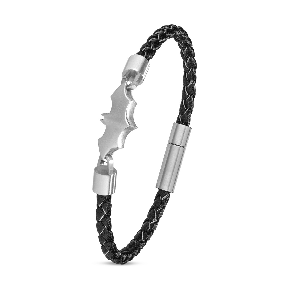 Police Forever Batman Men's Black Leather Bracelet 