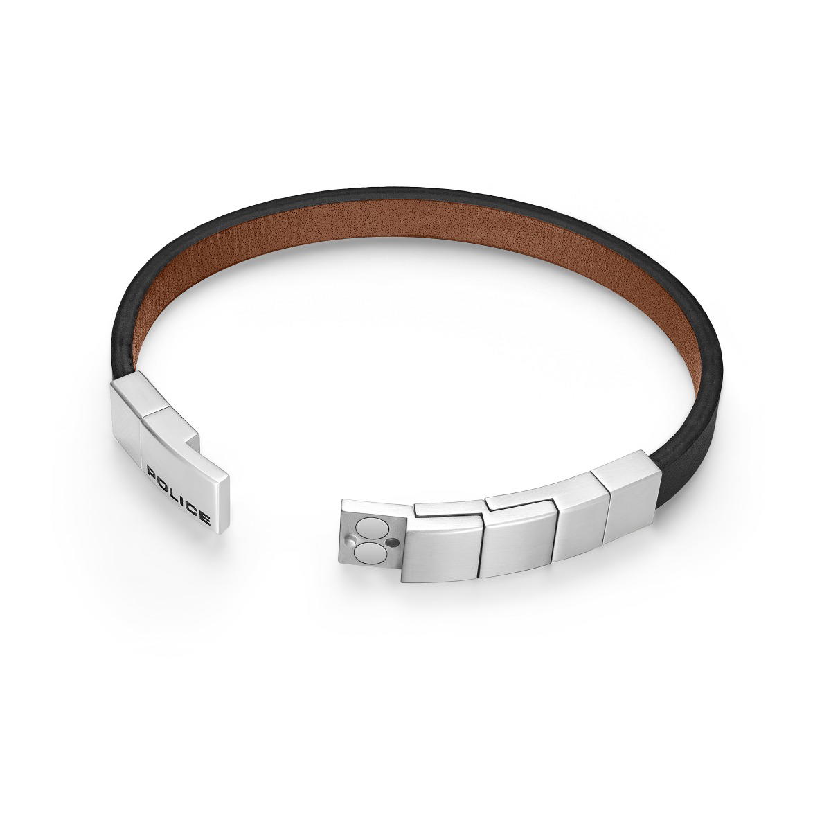 Police Men's Leather Bracelet - Black & Brown 
