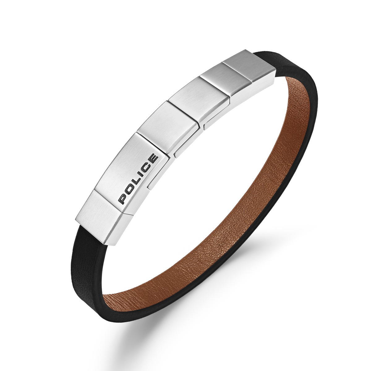 Police Men's Leather Bracelet - Black & Brown 
