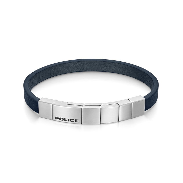 Police Men's Leather Bracelet - Blue Leather
