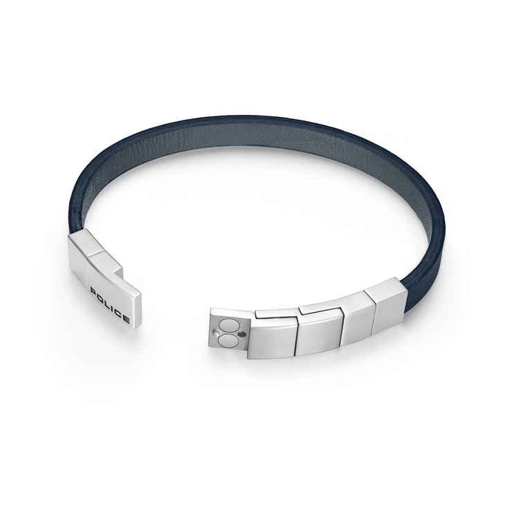 Police Men's Leather Bracelet - Blue Leather