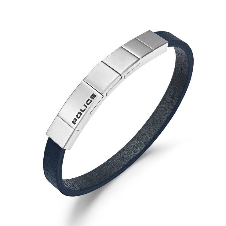 Police Men's Leather Bracelet - Blue Leather