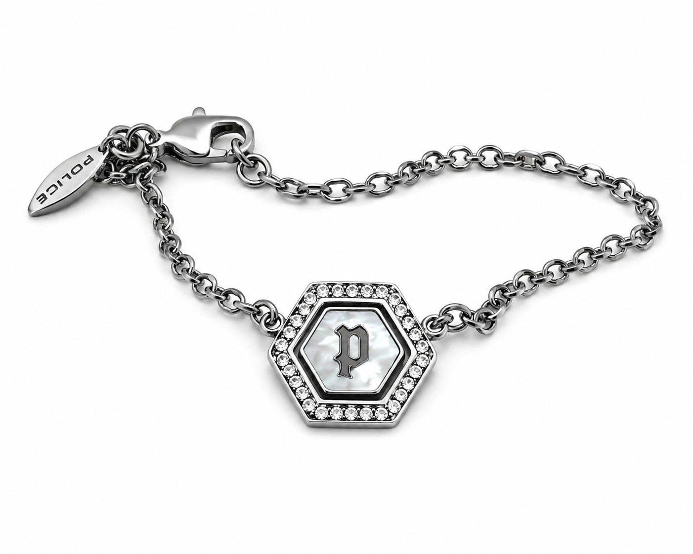 Police Women Silver-Tone Bracelet with Pearl