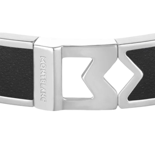 Montblanc M Logo Bangle Steel Black Leather