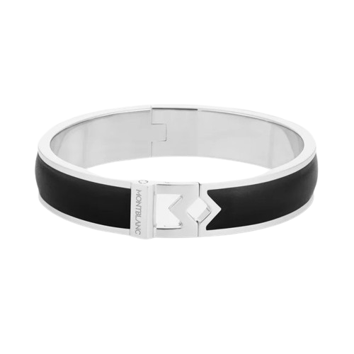 Montblanc M Logo Bangle Steel Black Leather