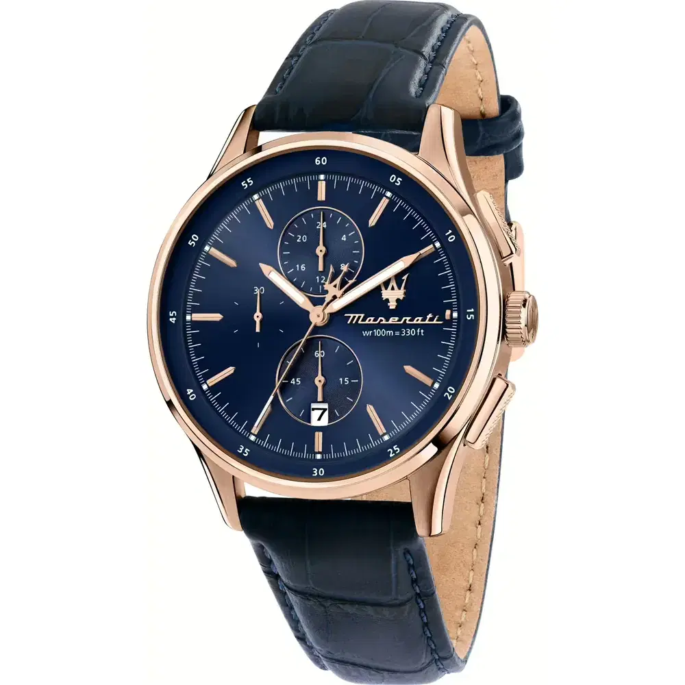 Maserati Sorpasso Men's Chronograph Watch - Blue Leather Strap