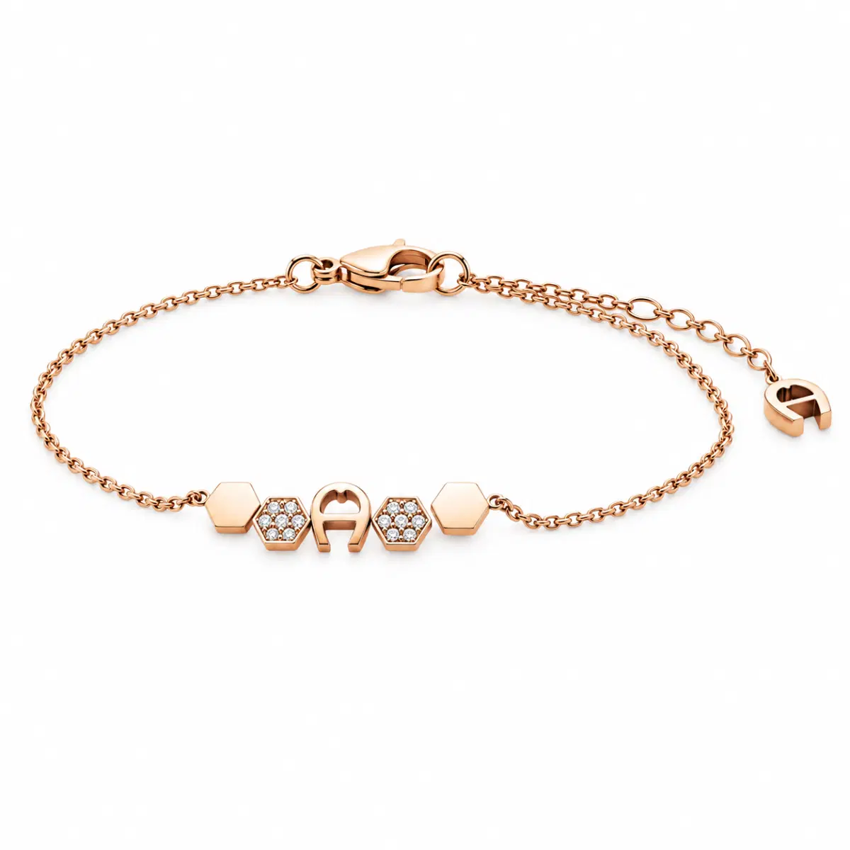 Aigner ladies bracelet with logo stainless steel rose gold - crystal  