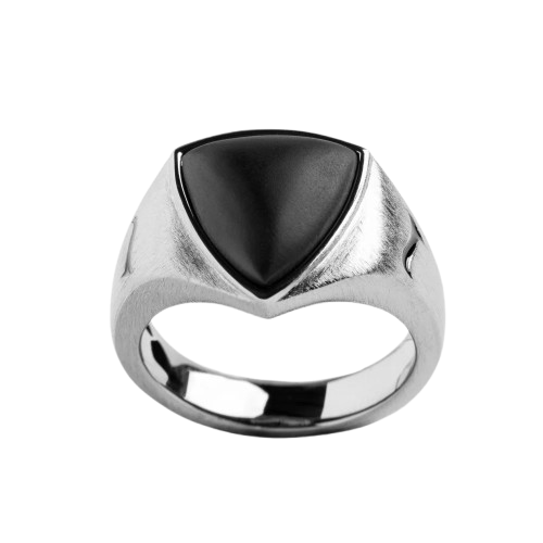 Zyan Silver Ring with Triangular size 10 - Black Onyx