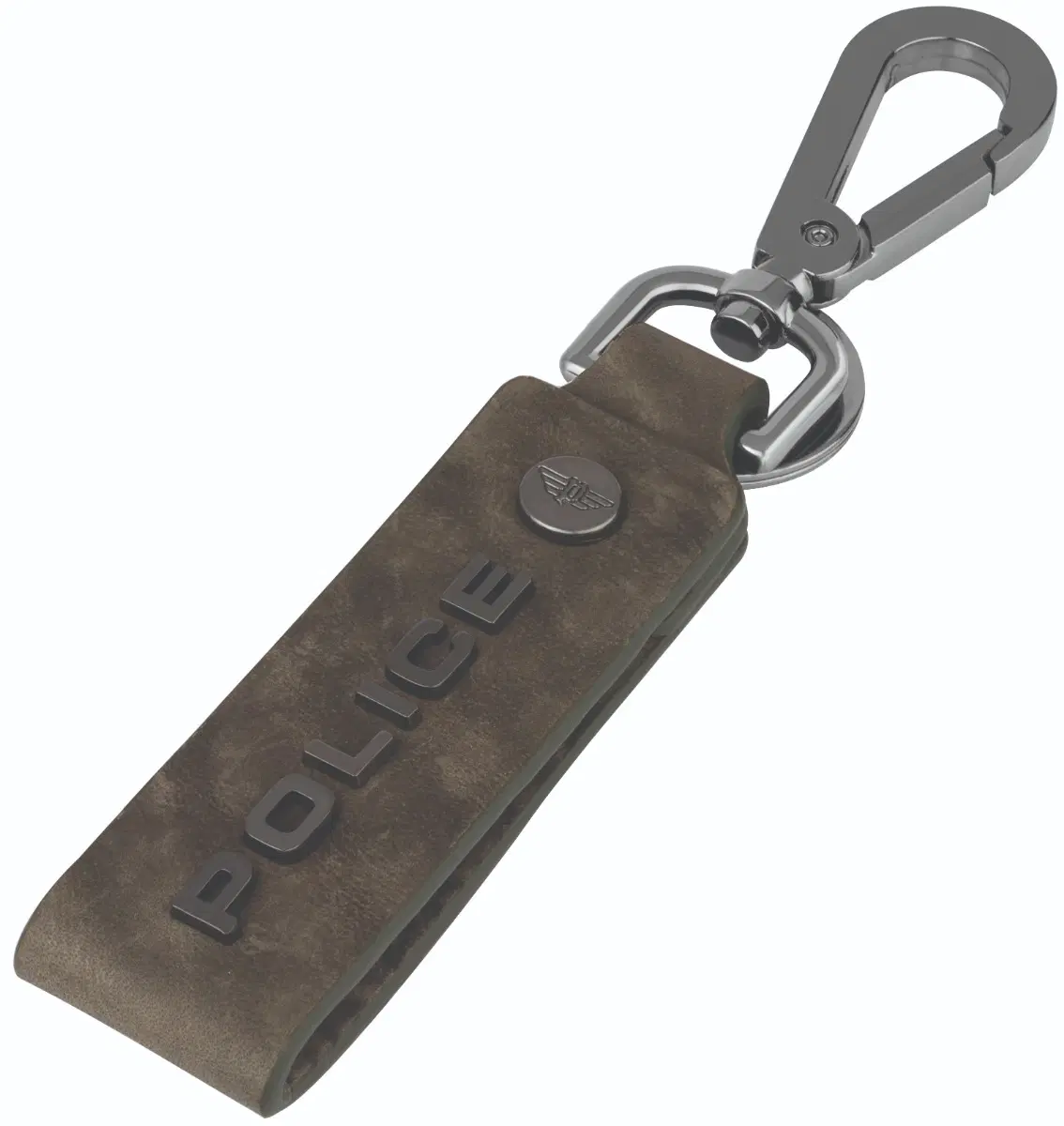 Police Green Leather Keyring