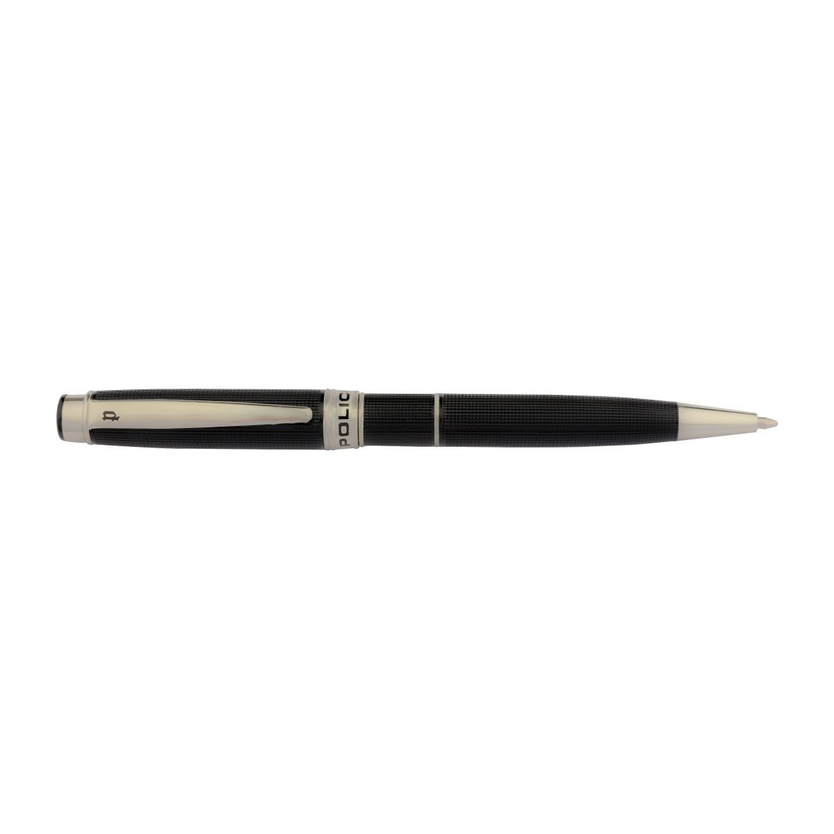 Police Aurora Men's Black and Silver Ballpoint Pen