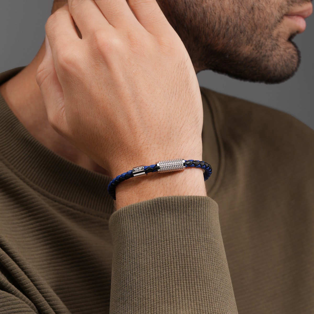 Police URBANTEXTURE Men Bracelet Blue and Black Leather