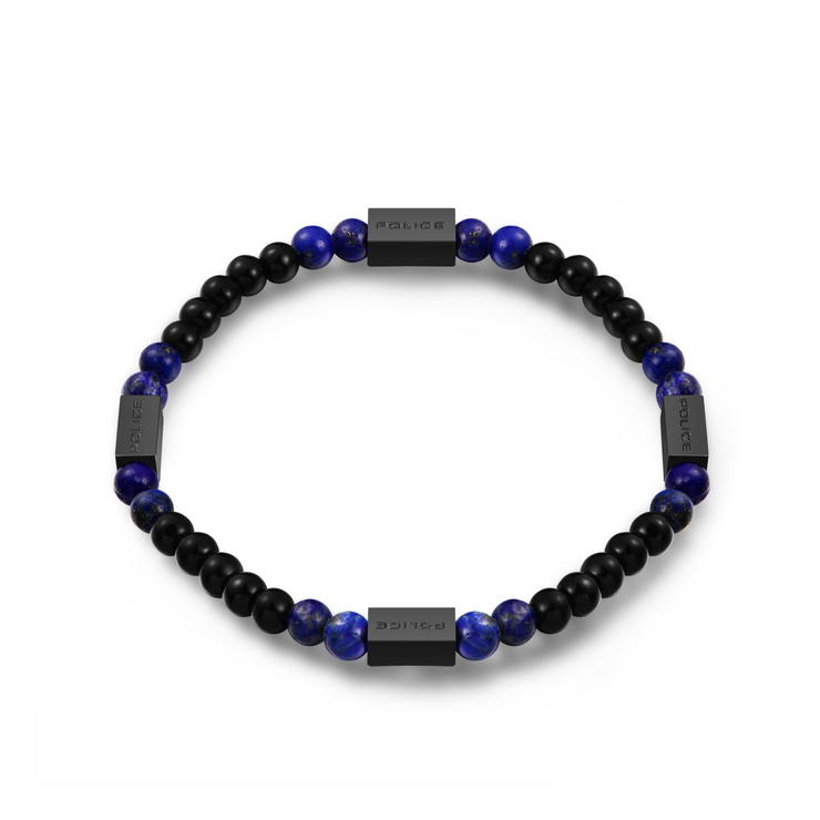 اسوارة شينيس من بوليس للرجال لون معدنى مع خرز لون اسود وازرق 