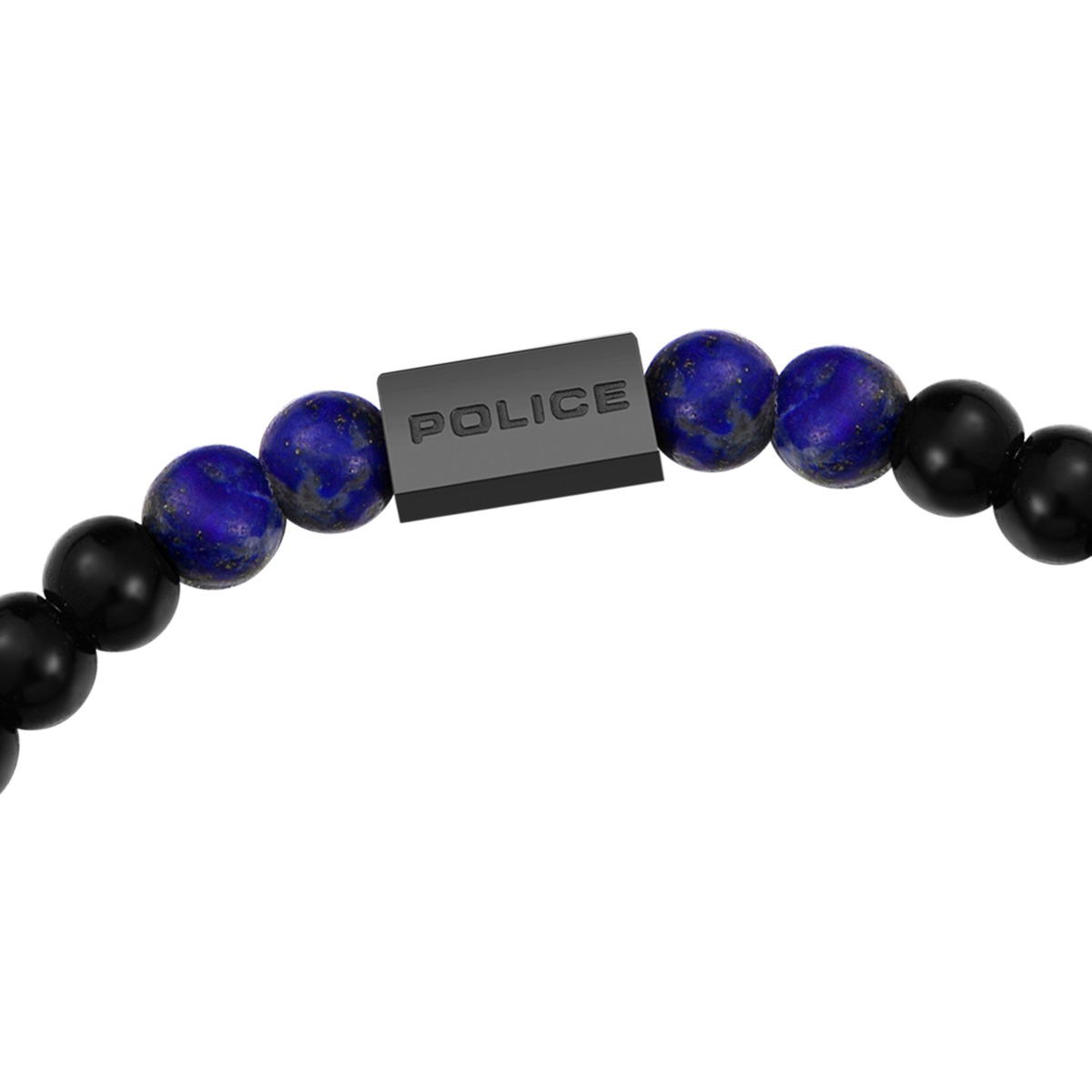 اسوارة شينيس من بوليس للرجال لون معدنى مع خرز لون اسود وازرق 