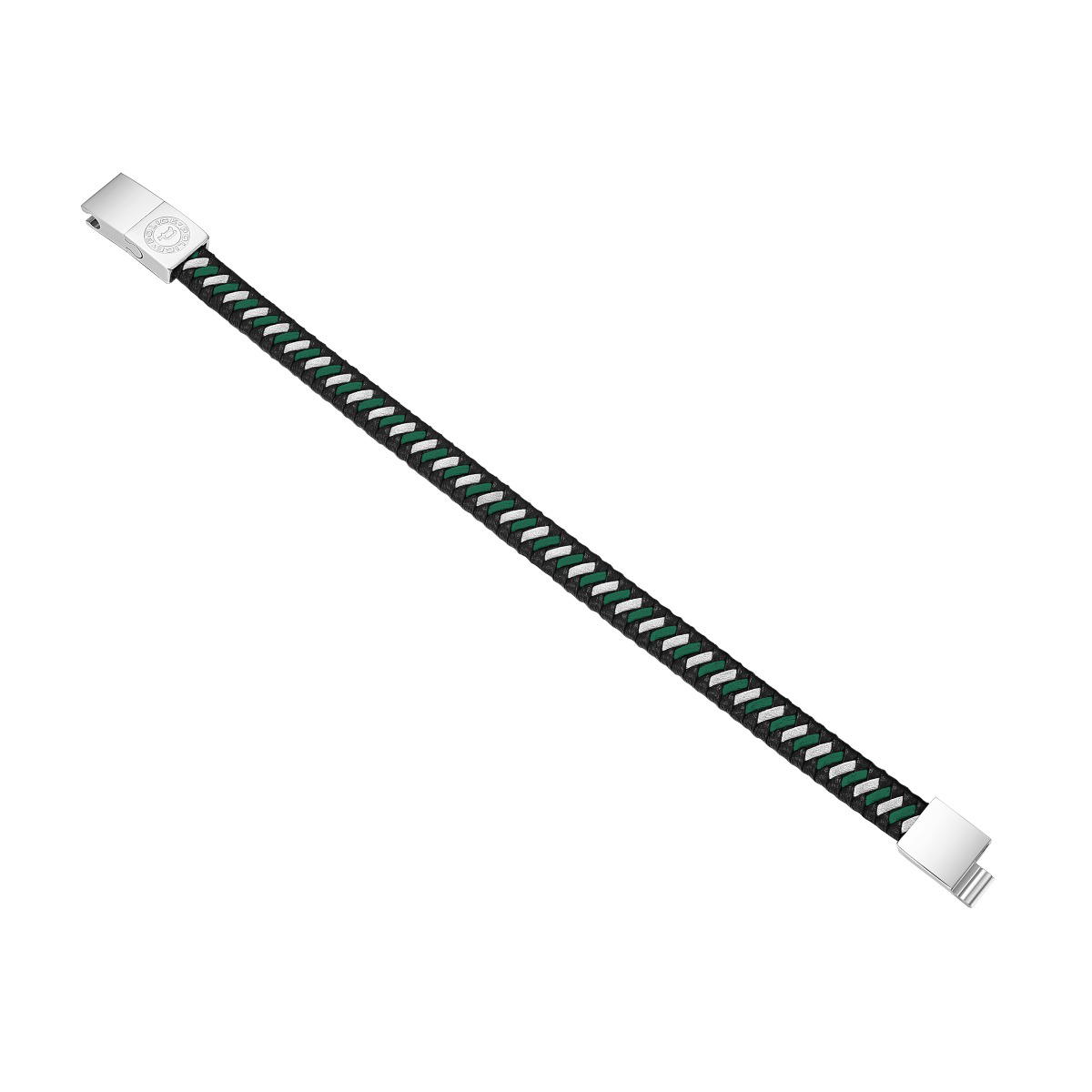 Police TWIST bracelet for men with black , Green leather