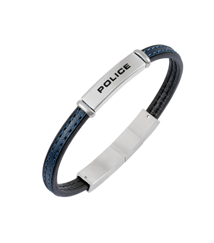 Police RECALL Men Bracelet Black Leather Blue