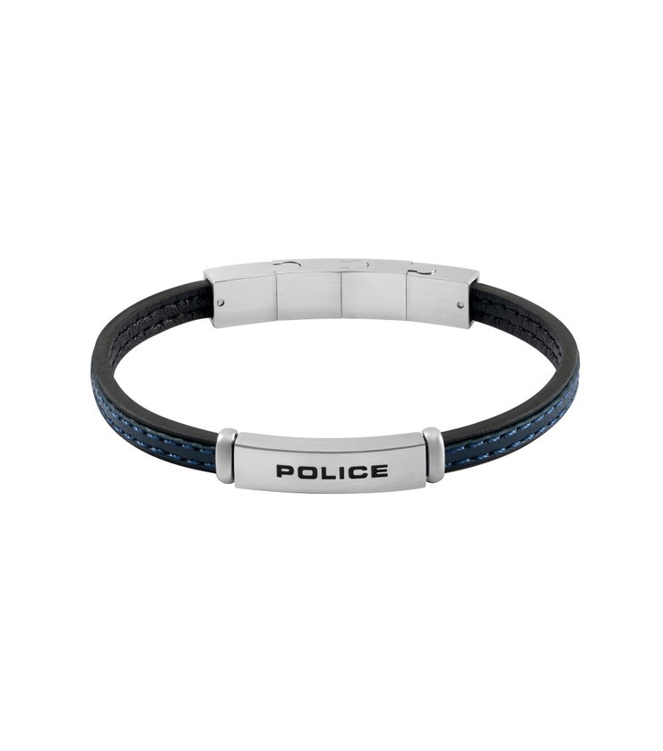 Police RECALL Men Bracelet Black Leather Blue