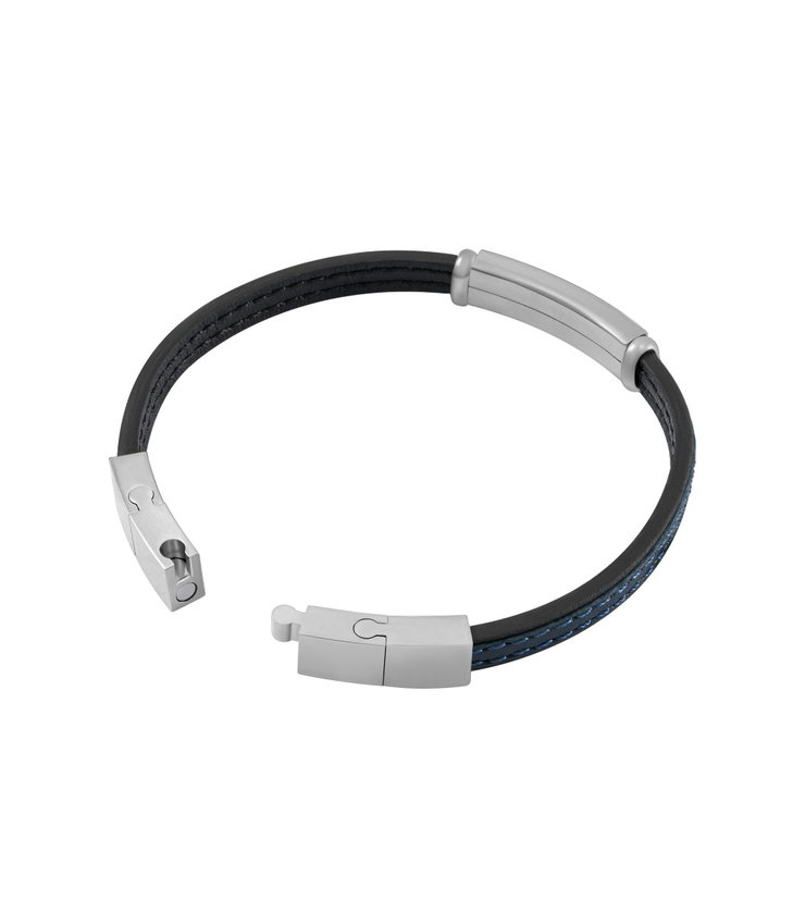 Police RECALL Men Bracelet Black Leather Blue