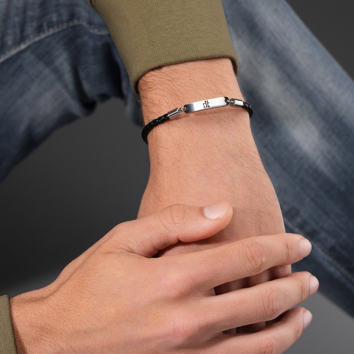 Police INTERWOVE Men Bracelet Black Leather - Steel