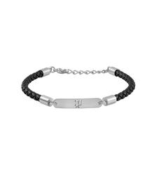 سوار بوليس انتر ووف رجالي جلد اسود مع ستانلس ستيل