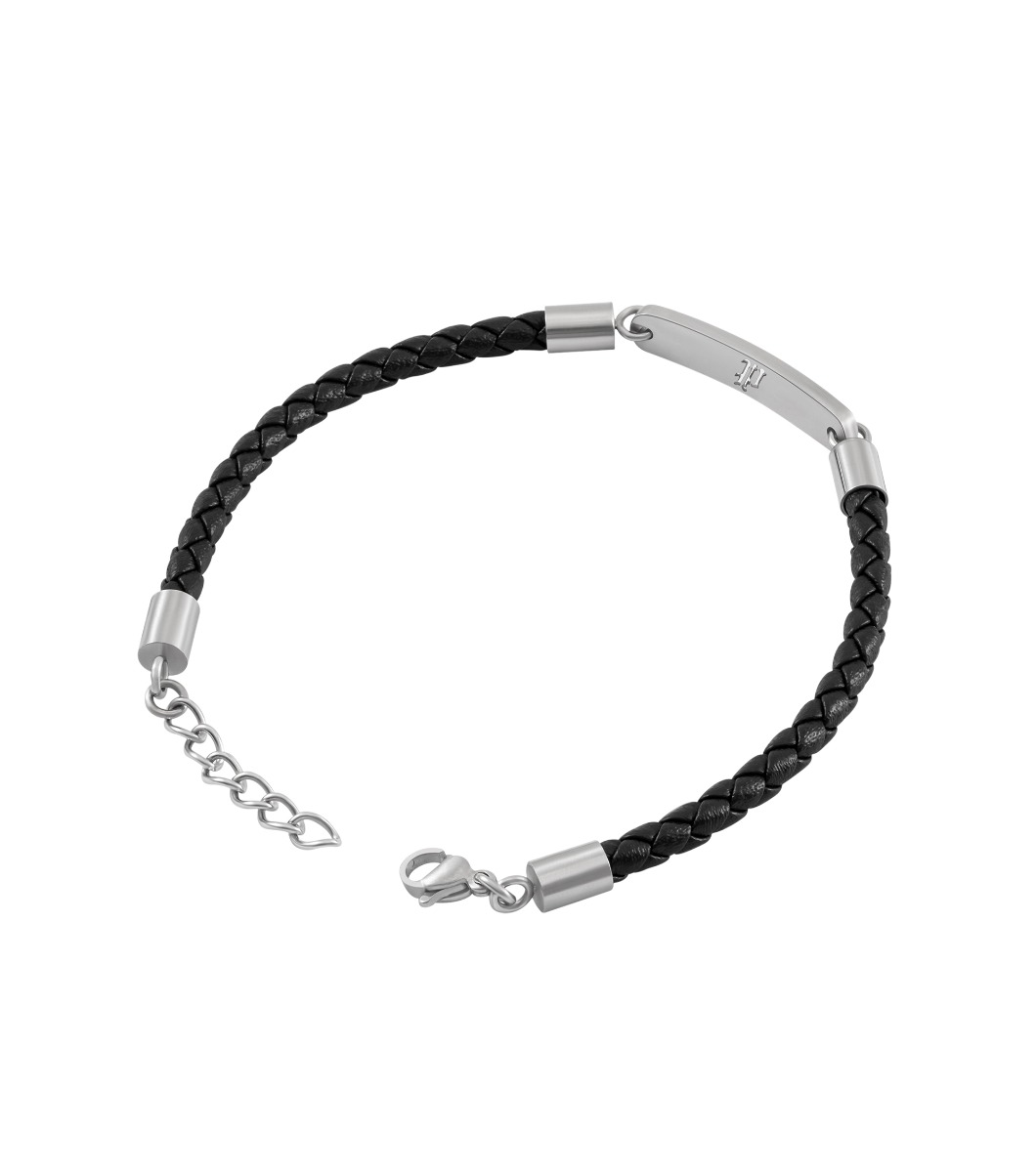 Police INTERWOVE Men Bracelet Black Leather - Steel