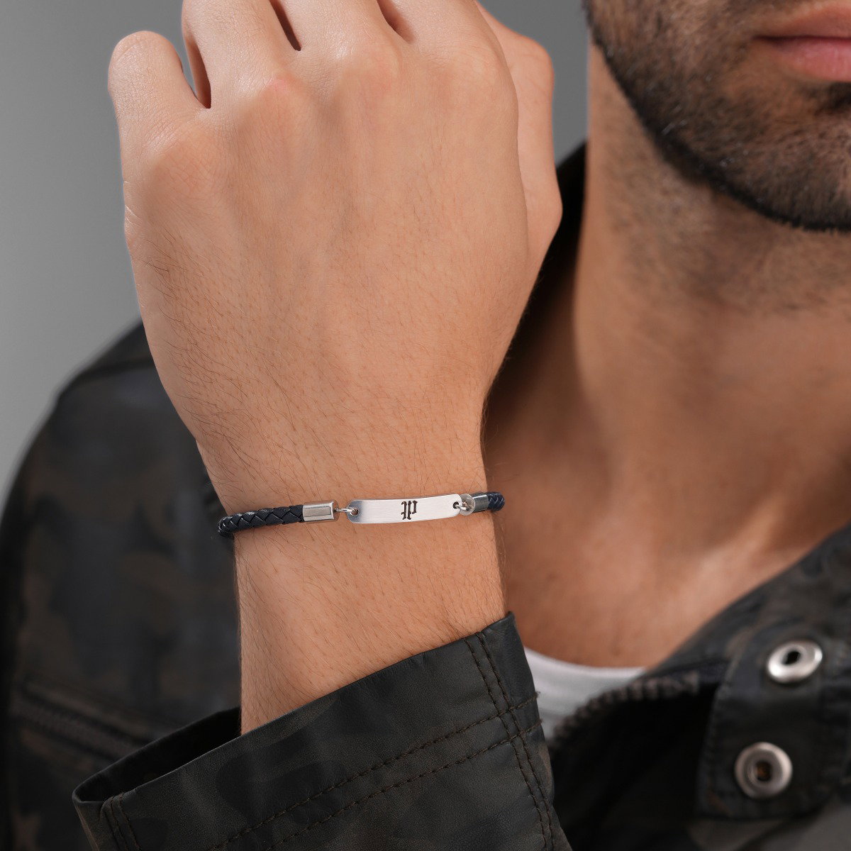 Police INTERWOVE Men Bracelet Blue Leather Stainless Steel