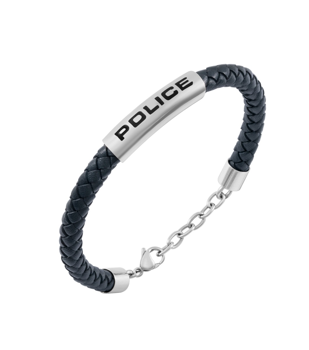 Police SKYFALL Men Bracelet Blue Leather Stainless Steel