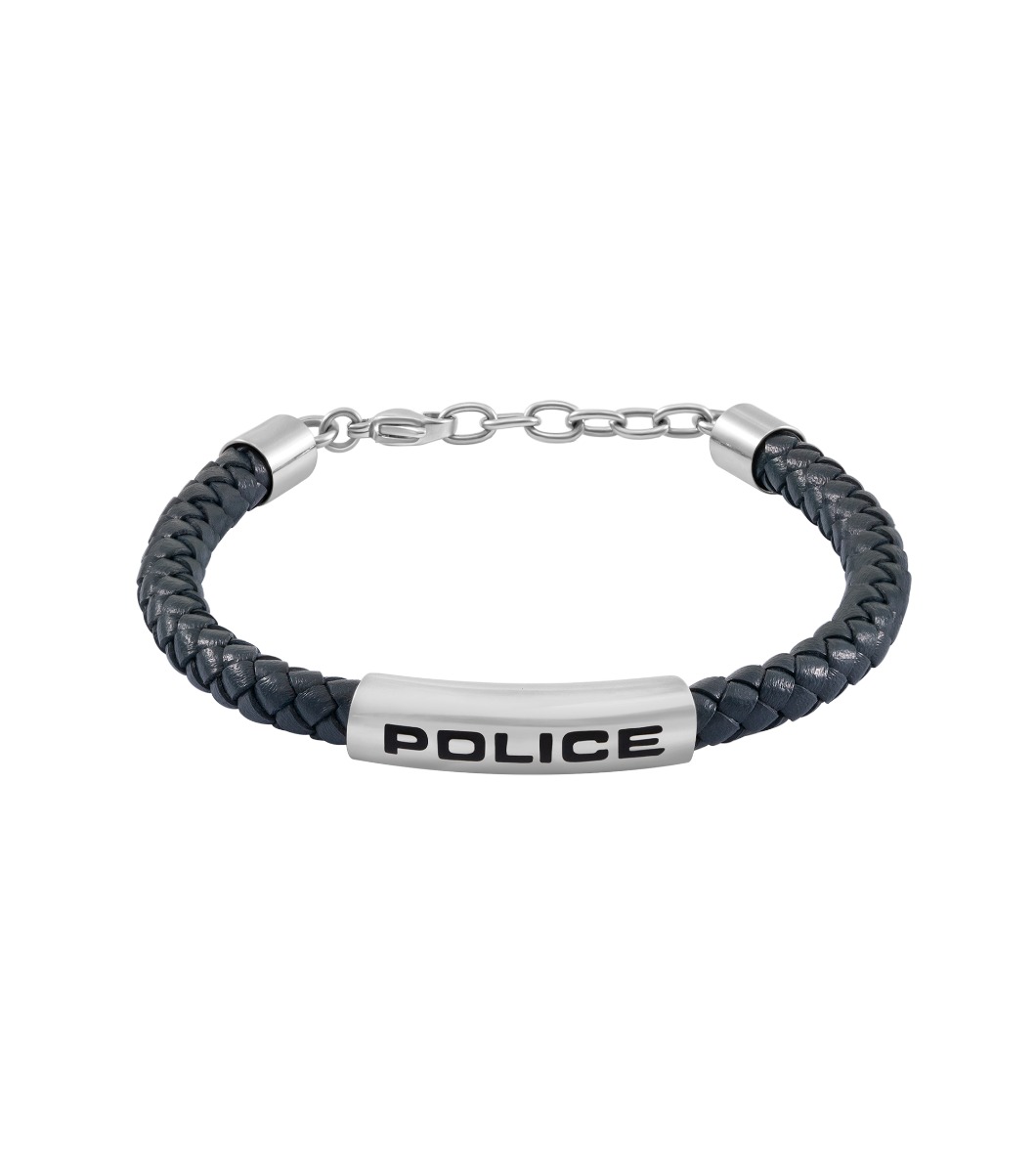 Police SKYFALL Men Bracelet Blue Leather Stainless Steel