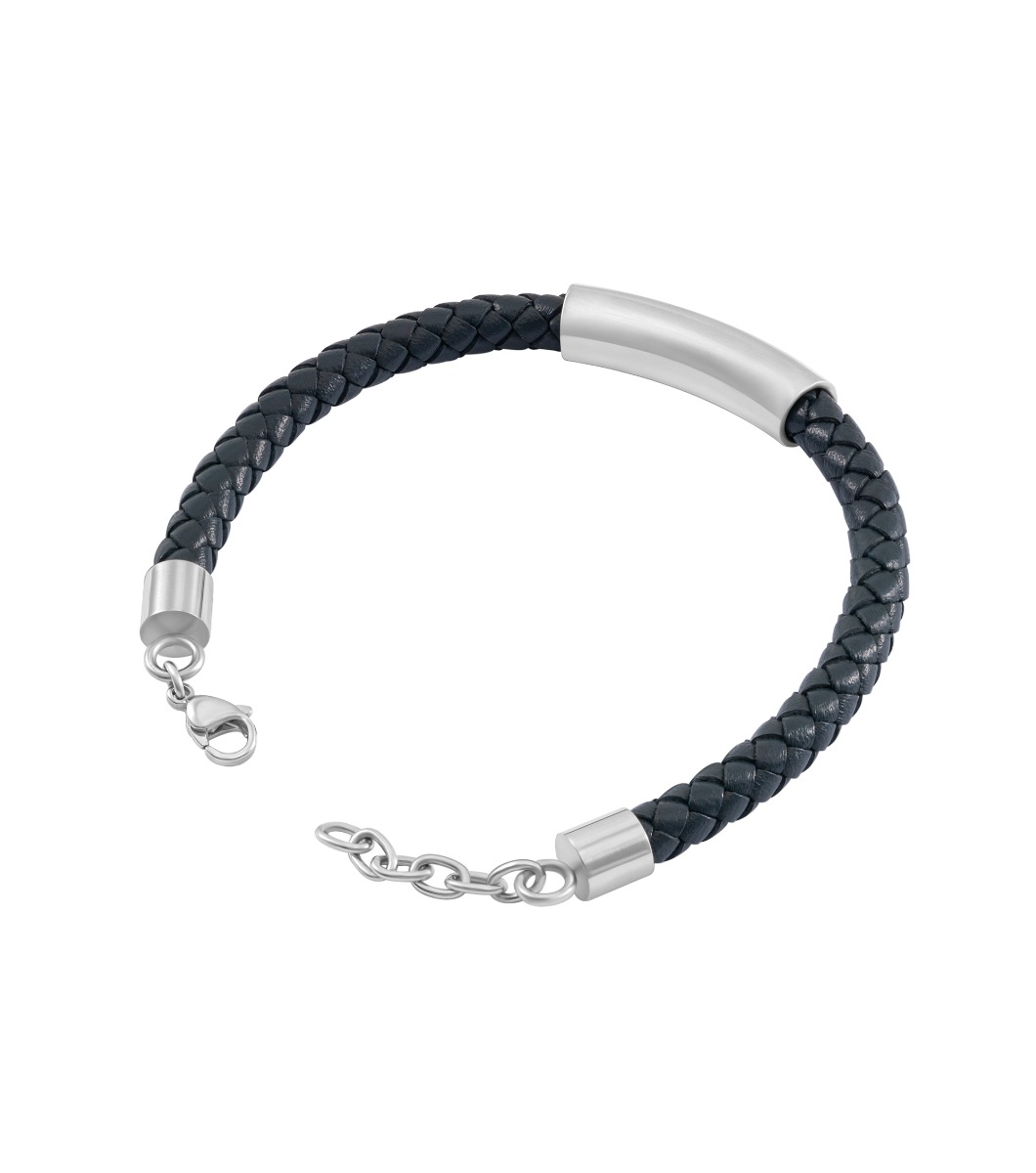 Police SKYFALL Men Bracelet Blue Leather Stainless Steel