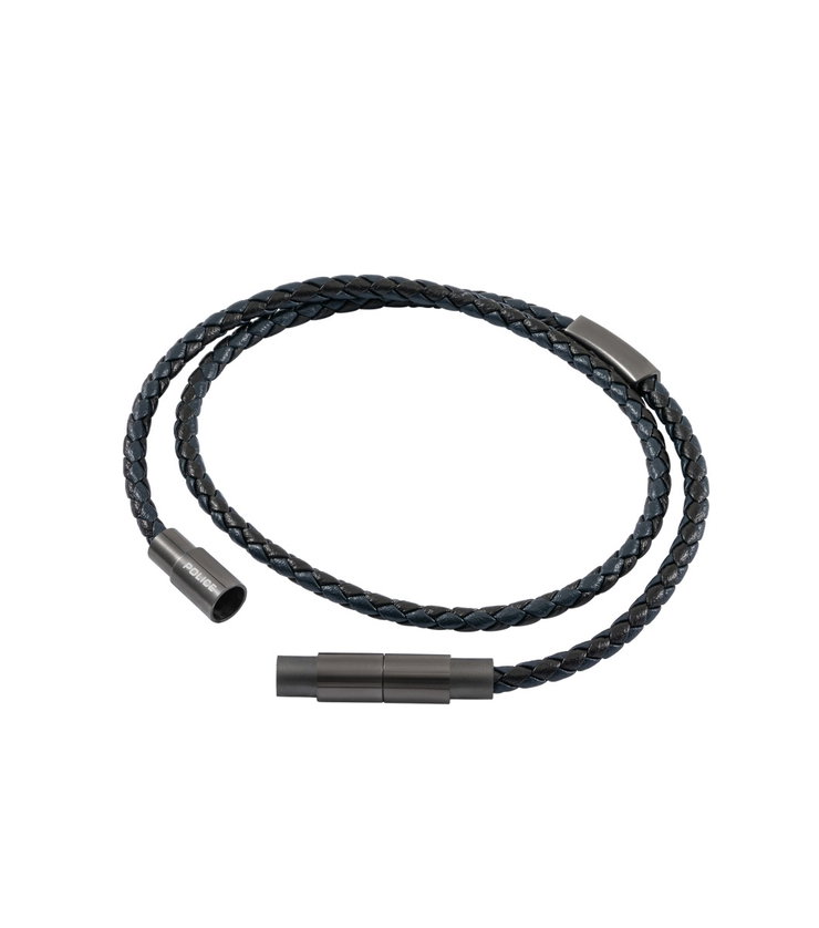 Police DUPLEX Men Leather Bracelet Blue & Black