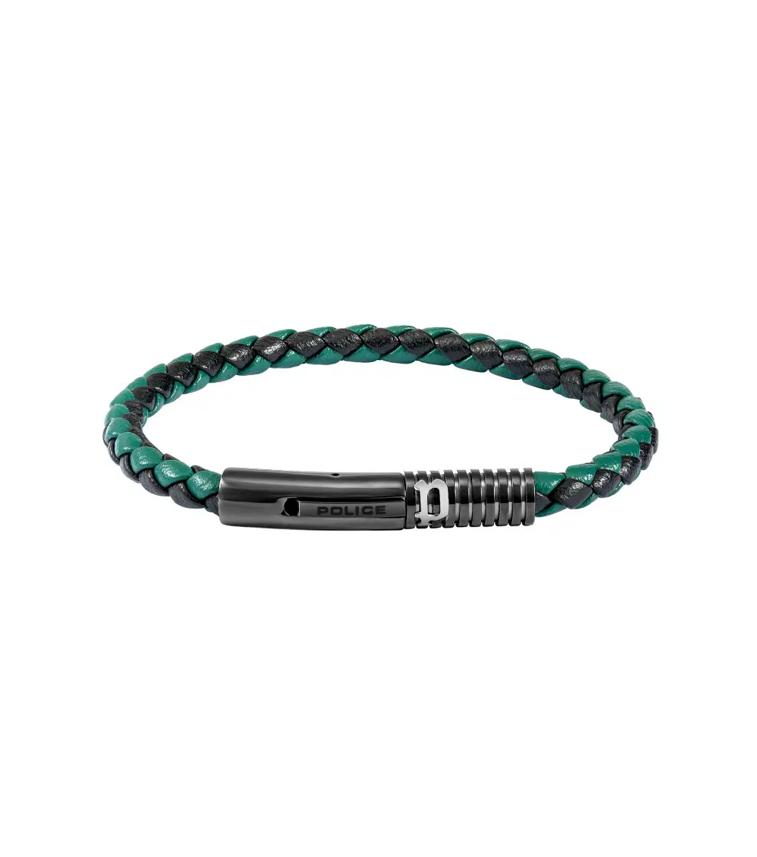 Police MODISH Men Bracelet Green and Black Leather